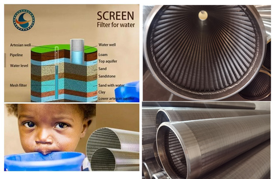 Thép không gỉ Vee Profile Wedge Wire Mesh Pipe Well Screen for Water